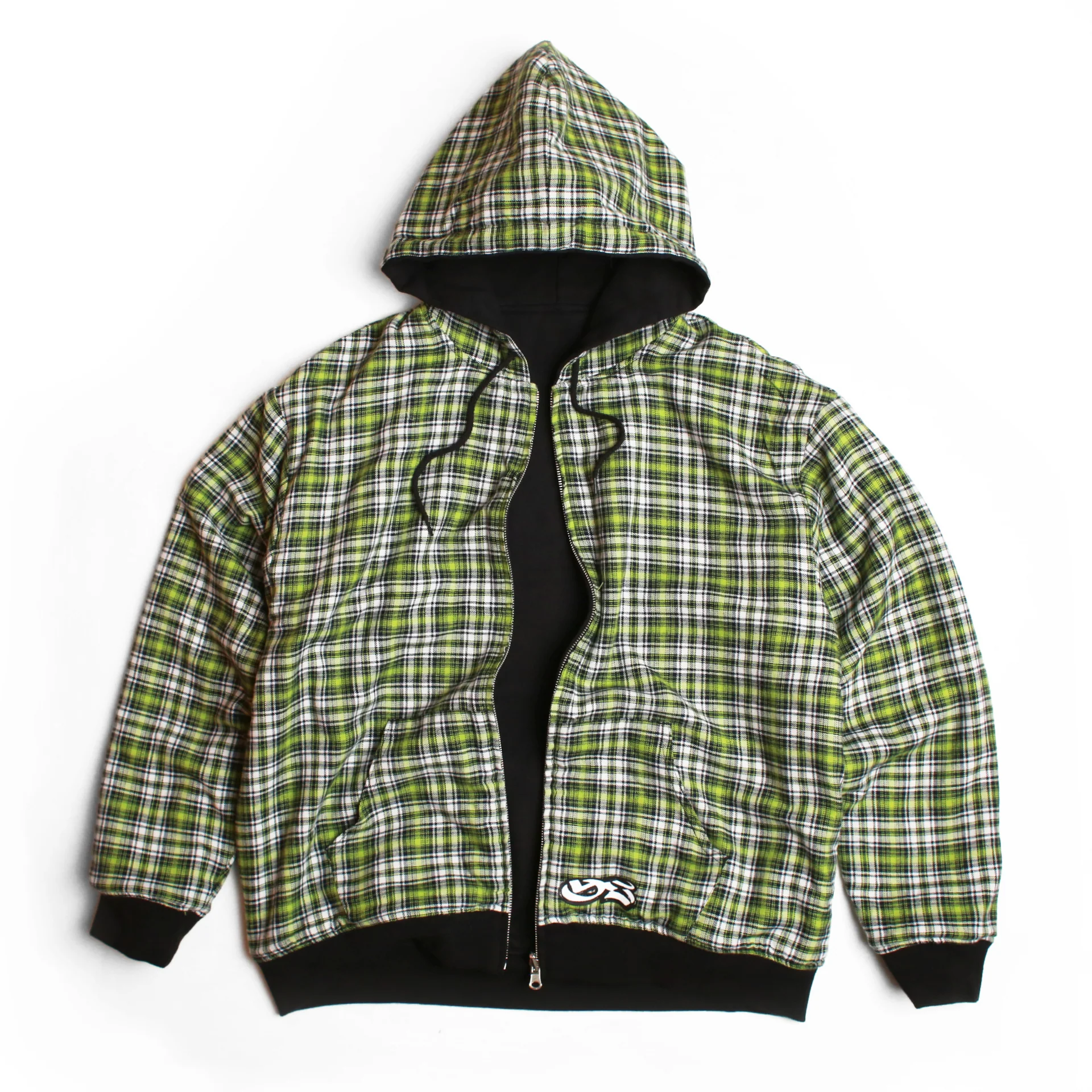 Reversible Flannel Hoodie (Green/Black) - Image 2