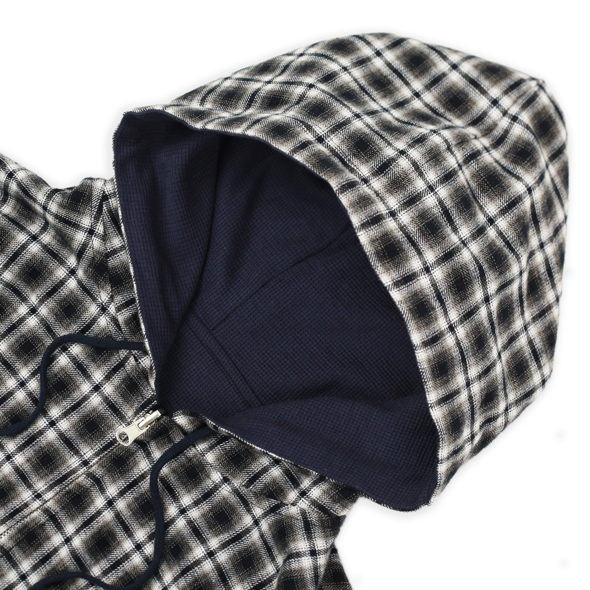 Reversible Flannel Hoodie (Khaki/Blue) - Image 3