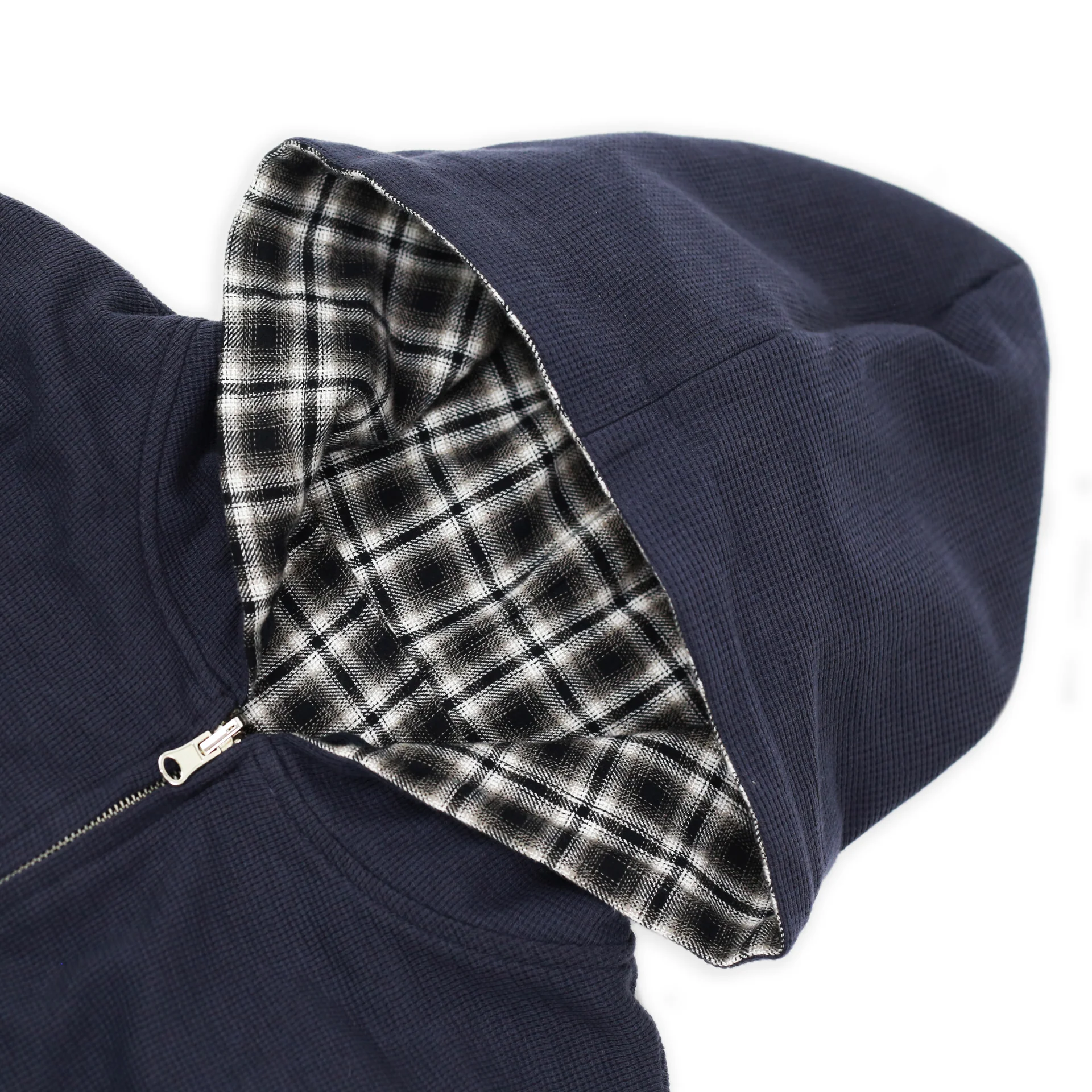 Reversible Flannel Hoodie (Khaki/Blue) - Image 4